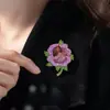 Broche de Flor de Peonía Morada Completa de Diamantes Retro Exquisito Guofeng Accesorios Cheongsam Pin Alto Sentido de Gama Ropa Abrigo Ramillete