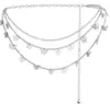 Nueva cadena de cintura metálica de sol y luna transfronteriza para mujer, combinación simple para vestidos, cinturón de cintura extendido, accesorio de cintura de moda