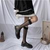 Meias de bezerro brancas de renda de primavera e verão para mulheres finas através de carne leite oco meias de tubo branco amor meias de pilha