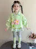 Conjunto de Ropa de Otoño para Niñas 2026 Nuevo Moda Floral de Dos Piezas Falsas Conjunto Casual de Dos Piezas de Otoño para Niñas