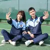 Traje de Uniforme Escolar de Primavera y Otoño Ropa Deportiva Escuela Secundaria Camiseta de Manga Larga Estilo Universitario Traje de Clase Conjunto de Tres Piezas