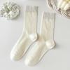 Calcetines de Verano Blancos Finos Holgados para Mujer con Malla Hueca Estilo Ballet Lazo Media Pantorrilla Calcetines de Maternidad al por Mayor