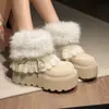 Botas de Nieve para Mujeres de Baja Estatura 2026 Nuevo Otoño Forradas de Terciopelo Cálido Zapatos de Algodón Aumentadores de Altura Botas de Piel Suela Gruesa Botas Cortas