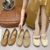 Sapatos Mary Jane de Velcro Estilo Fada para Mulheres, Versão Coreana Outono 2026, Mocassins Rasos Planos de Solado Macio, Sapatos de Vovó