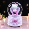 Caixa de música fofa de unicórnio, menina, coração, bola de cristal, luzes cor de neve, decoração, caixa de música Troiana, presente de aniversário feminino