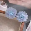 Brincos de Chiffon com Flor Estilo Férias Suave, Brincos de Organza Coloridos Doces para Primavera e Verão, Brincos Dopamina para Viagem Femininos