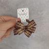 Estilo universitário Sweet Baby Children Little Girl Borracha Tendão Cor Marrom Xadrez Mini Bow Headline Hair Ring Head Flower