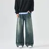 Roupa Masculina Fengshe / Novo Estilo de Rua Primavera e Outono Americano High Street Jeans Soltos de Perna Larga Linha A Perna Reta para Homens