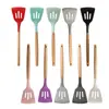 Em Estoque Utensílios de Cozinha de Silicone com Cabo de Madeira Conjunto de 12 Peças Frigideira Antiaderente Espátula de Silicone Resistente a Altas Temperaturas Colher de Sopa Conjunto de Utensílios de Cozinha de Silicone