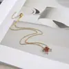 Colar Popular Transfronteiriço de Aço Inoxidável Flor de Cinco Pétalas Trevo de Quatro Folhas Dupla Face Corrente de Clavícula Personalizada de Alta Qualidade para Mulheres