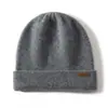 Gorro de Cachemira Moldeado de una Sola Línea para Hombre Otoño e Invierno Doble Capa Gorro de Punto con Pelo Gorro para Ciclismo al Aire Libre