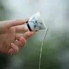 Taza de Té de Arcilla de Jade y Porcelana Blanca de las Dinastías Tang y Song, Decorada a Mano con Azul, Juego de Té de Cerámica Kung Fu para Uso Doméstico, Taza Individual, Taza Azul y Blanca