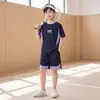 Conjunto Esportivo Infantil Verão Novo Estilo Manga Curta Shorts Malha Fina Conjunto de Duas Peças Uniforme de Futebol Infantil Roupa de Secagem Rápida Roupa Infantil