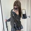 Autumn Loose JK Sweater dark gray Four-piece Knitted Outer Wear suit Winter Knitted Sweater Solid Color Autumn and Winter Sweater