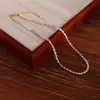 Colar de pérolas de água doce naturais moda feminina corrente clavícula barhaoke design de nicho colar de ouro 14K corrente de suéter