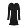 Vestido Curto Bodycon de Manga Longa Franzido Off-Shoulder Estilo Puro Desejo Garota Quente Novo da Primavera 2026 Slim Fit para Mulheres