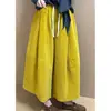 Pantalones Casuales Simples de Color Sólido Atmosféricos de Nuevo Estilo con Cintura Elástica, Bolsillos, Corte Holgado, Corduroy Amigable con la Piel para Otoño, Pantalones Cortos