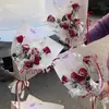 Materiales Creativos para Envolver Flores de Navidad Nieve Cayendo Flor de Rosa Empaque Materiales Decorativos Ramo Floral Hecho a Mano DIY Materiales Florales