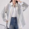 Camisa de Lapela Moda Estilo Coreano 2026 Transfronteiriça Americana Novo Estilo Primavera e Outono Solta Casual Top Camisa de Proteção Solar para Mulheres