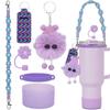 Colgante de elfo de bola de carbón pequeña red de jins rojo Stanley taza decorativa tapa de pajita juego de tazas cadena de taza pastel de flores de color