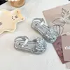 Sandalias para Niñas 2026 Verano Nuevo Estilo Zapatos de Moda Estilo Coreano para Niños con Lazo, Punta Cerrada y Cómodos Zapatos Planos de Cristal