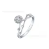 Anillo para Mujer, Anillo de Compromiso de Circonita de Un Quilate, Anillo de Diamante de Imitación Moissanita, Apertura Ajustable, Estilo de Lujo Ligero