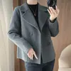 Nuevo Estilo Otoño e Invierno 2026 Abrigo de Doble Cara 100% Lana Pura para Mujer, Abrigo de Moda Estilo Coreano de Doble Botonadura Ajustado para Figuras Pequeñas