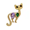 Broche de gato cravejado de diamantes, broche de animal criativo em liga, acessório de moda, broche de animal transfronteiriço, requintado, fofo, vintage