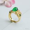 Anillo de Ágata Verde Hielo Guan Yu Anillo de Cristal de Calcedonia Verde Imperial Joyería para Mujeres Venta al por Mayor de Fábrica S4042701