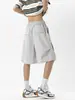 Shorts de Trabalho de Seda Gelada de Secagem Rápida Estilo Americano para Mulheres e Homens, Novas Calças Paracaidistas Finas de Verão, Shorts de Praia Largos e Soltos