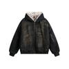Jaqueta Jeans de Algodão Lavado Estilo Streetwear Americano com Lã para Inverno, Casaco de Algodão Estilo Wasteland para Homens