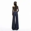 2026 Calça de Ferradura Azul-Cinza Não Grudante Elástica Micro-Flare Jeans Feminino Outono Emagrecedor Azul-Cinza Nove Pontos Azul