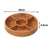Cesta de Almacenamiento Compartimentada Decorativa Tejida de Bambú Anti-Ratán para Frutas y Verduras, Snacks, Dulces, Artículos Varios del Hogar