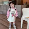 Vestido Suéter Espesso com Forro de Fleece Quente para Meninas, Vestido Casual de Comprimento Médio da Moda Infantil, Vestido Tendência de Inverno 2026