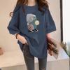 Talla grande chica gordita Camiseta Blanca de Manga Corta Algodón Suelta Verano Nueva Estilo Coreano Manga Media Top Combinable Moda de Mujer