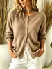 Roupas femininas novas para outono e inverno, estilo transfronteiriço europeu e americano 2026, cardigã de botões liso, blusa de manga comprida, suéter para Amazon