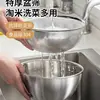 Tina para Lavar Verduras de Acero Inoxidable 304 con Colador, Tazón Doméstico para Batir Huevos y Mezclar Masa, Filtro de Agua de Cocina, Herramienta para Lavar Arroz, Colador de Arroz
