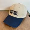 BRKYNL & NEWYORK Gorra de béisbol bordada en inglés estilo coreano para hombres y mujeres, misma moda, combina con todo, hace que la cara se vea pequeña, gorra con visera