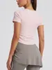 Ropa de Yoga Adelgazante Juyitang con Almohadillas en el Pecho para Mujer, Top de Fitness de Manga Corta de una Taza para Verano