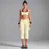 Conjunto de roupa de yoga transfronteiriço com lindo top esportivo de amarrar nas costas e conjunto de calça esportiva estilo balé para corrida ao ar livre para mulheres