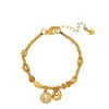 Pulsera de la Fortuna de Oro Arena con Incrustaciones de Diamante de Larga Duración con Diseño de Flor de Nube Auspiciosa, Pulsera de Carpa Flor de la Fortuna y la Prosperidad para Mujeres