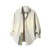 Camisa de Manga Longa Masculina Retro Americana Contraste Solta Gola Reversível Jaqueta Cardigã Roupa de Trabalho Outono Inicial Top Fino