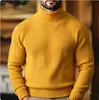 En stock, nuevo suéter para hombre para comercio electrónico transfronterizo, estilo europeo y americano, corte ajustado, tejido elástico, color liso, rayas verticales, suéter de cuello alto