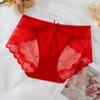 Ropa interior de encaje para mujer, sexy, de cintura baja, sin costuras, de secado rápido, de algodón, con entrepierna, nueva ropa interior roja para mujer, venta al por mayor