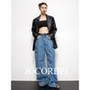 JOCORBEI [Multibolsillos Americanos] jeans nicho retro azul pierna ancha overol pantalones europeos y americanos moda