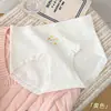 Nova Roupa Íntima Feminina Doce com Laço, Algodão Puro, Gancho Estendido, Cintura Média, Confortável e Respirável, Calcinha para Meninas