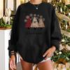Suéter informal transfronterizo nuevo europeo y americano con estampado de leopardo y árbol de Navidad, cuello redondo, suelto, combina con todo, suéter con hombros caídos para uso diario