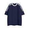 Camiseta Corta de Verano 2026 Cinco Colores Camiseta 220g 100% Algodón Puro Hombro Caído Corte Holgado Tres Rayas Media Raya Manga Corta