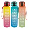 Botella de Agua Deportiva Tritan de 1000ml Vaso de Plástico para Fitness con Asa Mate Botella de Agua a Prueba de Fugas Vaso Espacial para Estudiantes