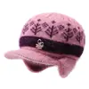 Chapéu de Inverno Feminino para Pessoas de Meia-Idade e Idosos, Chapéu de Lã Espesso Quente com Proteção para as Orelhas Forrado com Pelo de Coelho da Vovó, Chapéu de Tricô para Proteção contra o Frio da Mamãe